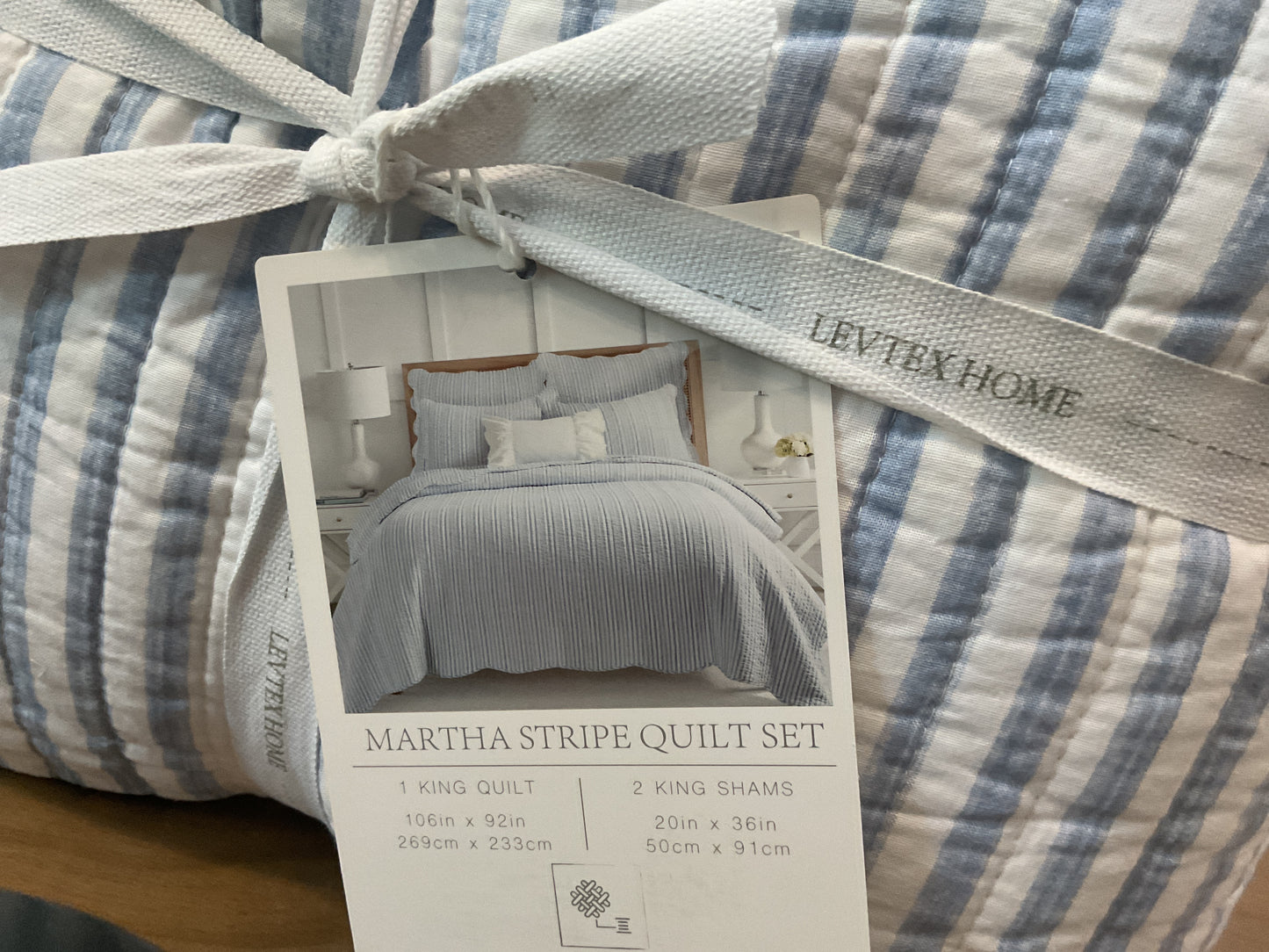 Martha stripe quilt set, blue, king