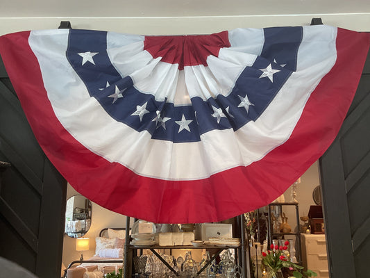 American Flag pleated embroidered bunting, 3’x6’