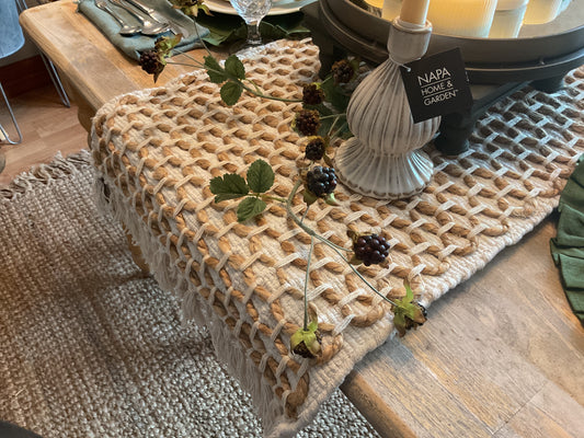 Ivory rope table runner, 72”x16”