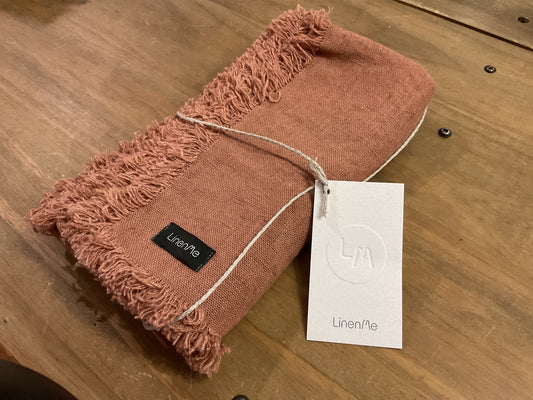 LinenMe European linen fringed napkins, set of 4, mocha, 45cmx45cm