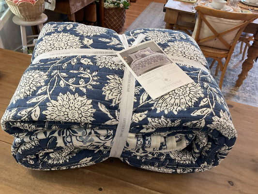 Adare denim blue quilt & shams set, king