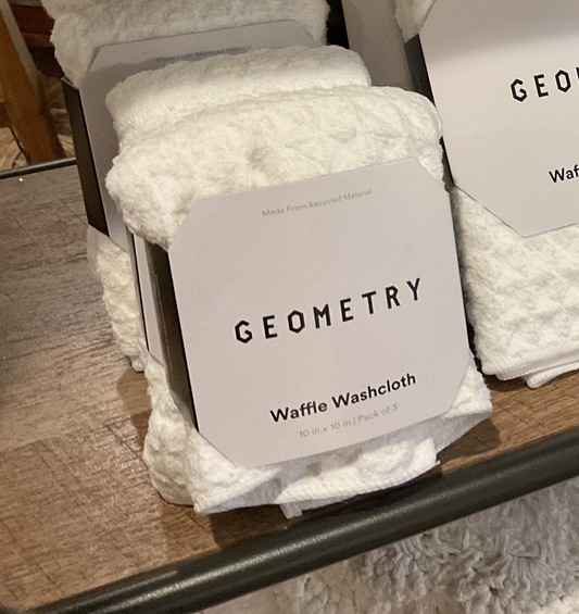 Geometry cloud waffle washcloth set, white