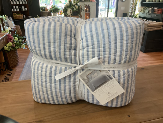 Martha stripe quilt set, blue, king