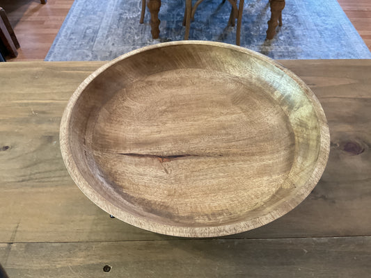 Mango wood pedestal bowl