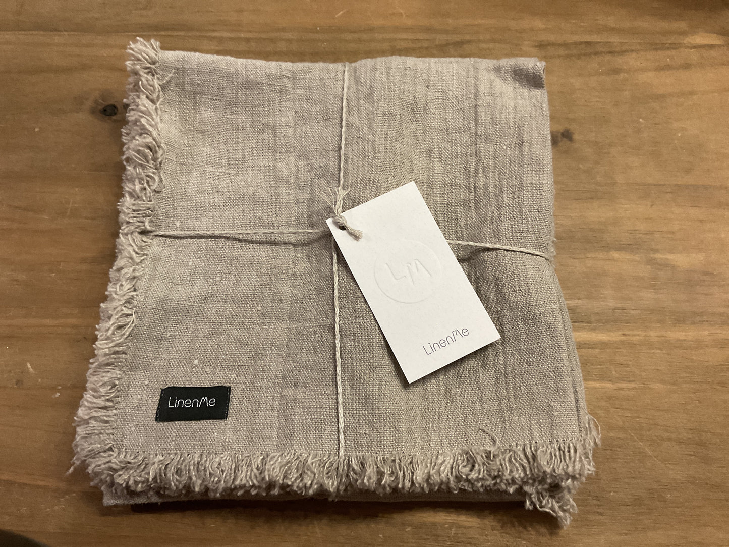 LinenMe European linen fringed napkins, set of 4, natural, 45cmx45cm