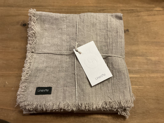 LinenMe European linen fringed napkins, set of 4, natural, 45cmx45cm