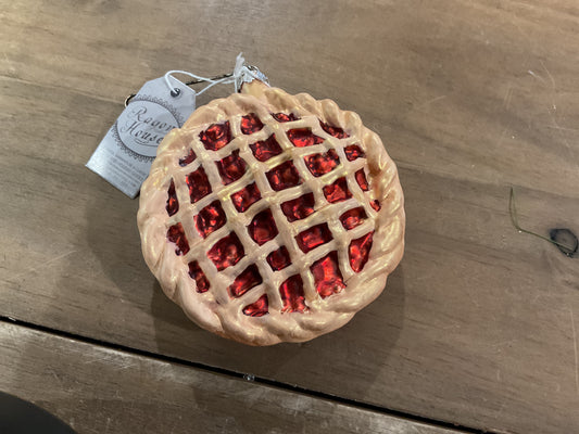 Cherry pie vintage-style blown glass ornament
