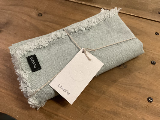 LinenMe European linen fringed napkins, set of 4, seafoam, 45cmx45cm