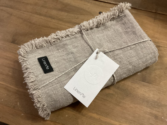 LinenMe European linen fringed napkins, set of 4, natural, 45cmx45cm