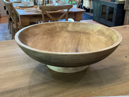 Mango wood pedestal bowl