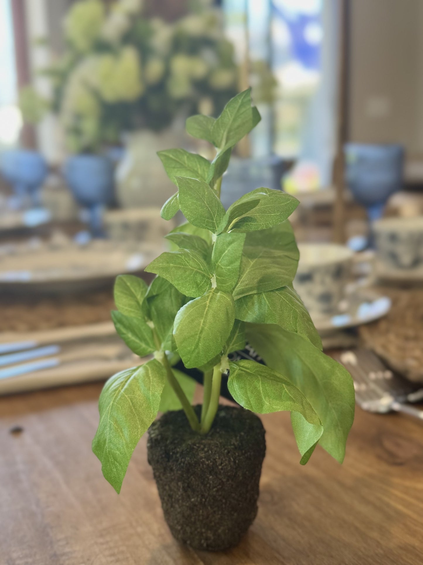 Basil Drop-In – 9" Faux Plant